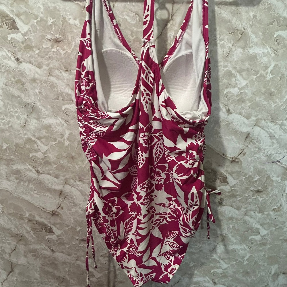 Kona Sol Floral One Piece Swimsuit with Adjustable Side Ties - Picture 5 of 9